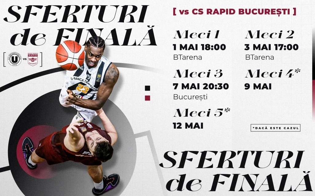 A fost anunțat programul seriei U-BT - Rapid. Când se joacă meciurile din sferturile de finală ale Ligii Naționale