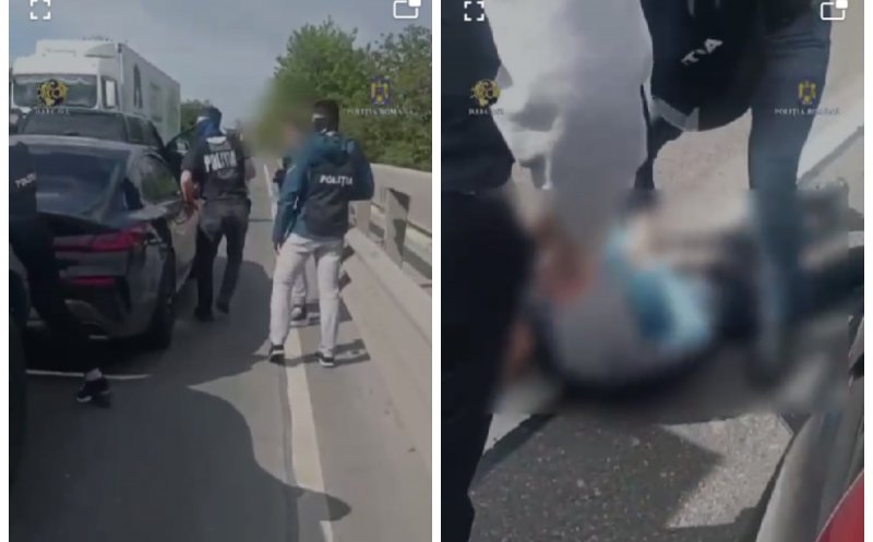 Intervenție în forță: Traficant periculos de droguri, scos din mașină și capturat de mascați la Cluj
