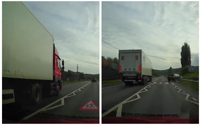 Pericol pe o șosea din Cluj! Un șofer de tir a ignorat orice regulă de circulație. "Acum o săptămână, o familie a fost distrusă aici"