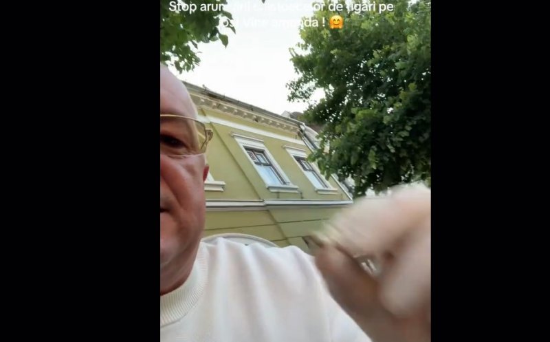 Primarul Boc, la strâns mucurile de țigară aruncate la rădăcina copacilor. Promite amenzi de 1.000 de lei