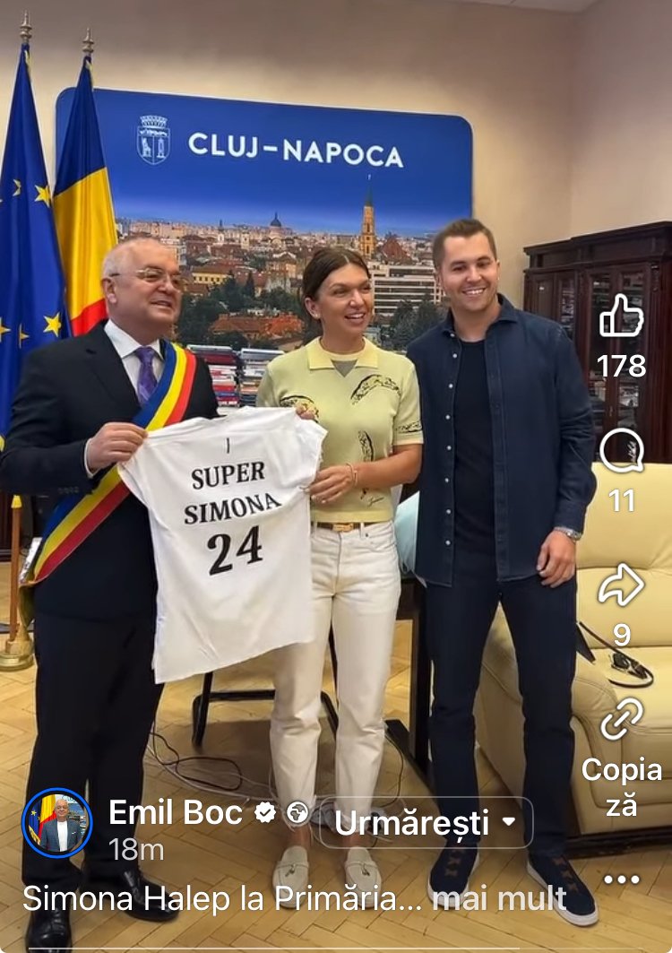 Simona Halep, la Primăria Cluj-Napoca. Ce a vorbit cu primarul Boc