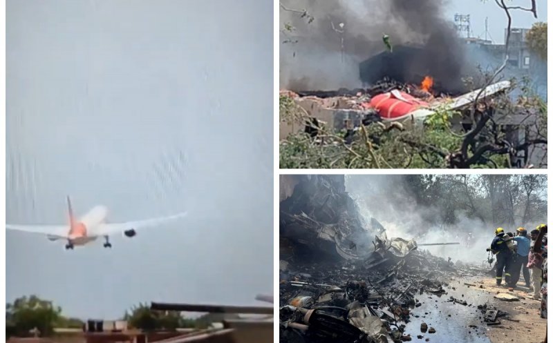 Momentul în care un avion cu 242 de persoane se prăbușește peste un cămin de medici în India. Noi detalii