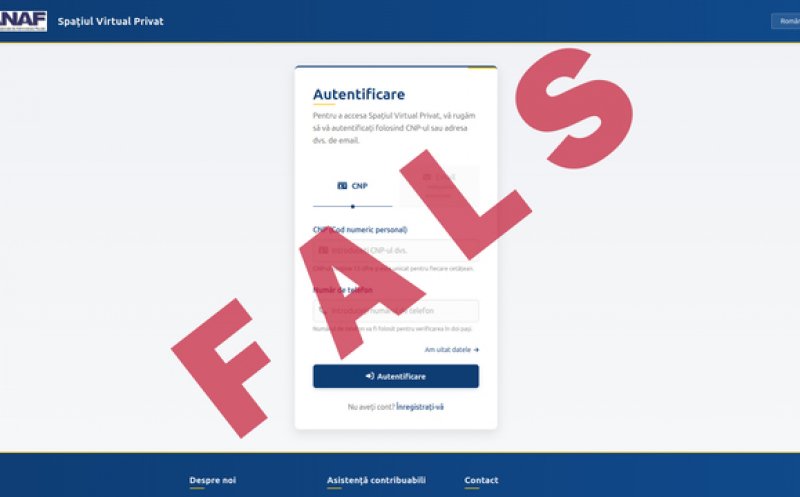Un site fals imită identitatea ANAF şi are ca scop colectarea ilegală de date personale ale utilizatorilor