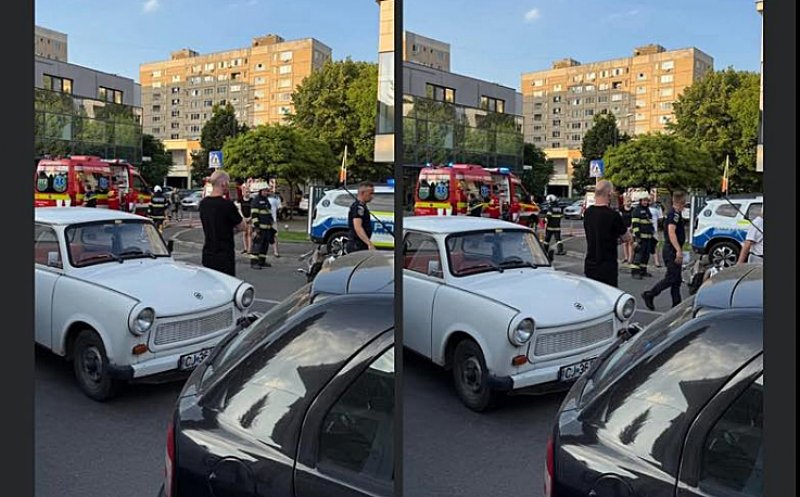 ACCIDENT în Cluj-Napoca: Trabant vs. motocicletă cu victimă, la spital