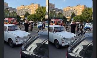 ACCIDENT în Cluj-Napoca: Trabant vs. motocicletă cu victimă, la spital