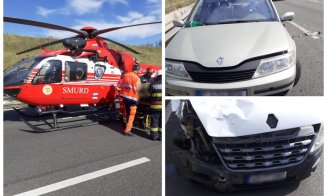Accident rutier GRAV pe A10, în Cluj: Tânăr găsit inconștient. A fost solicitat elicopterul SMURD