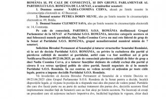 Diana Șoșoacă și-a desființat propriul grup parlamentar S.O.S. după ce a exclus 3 ”trădători” din partid