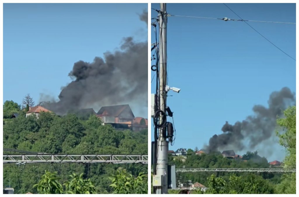 Incendiu puternic în Cluj-Napoca: Două case și o anexă, cuprinse de flăcări. Cinci autospeciale ISU au intervenit