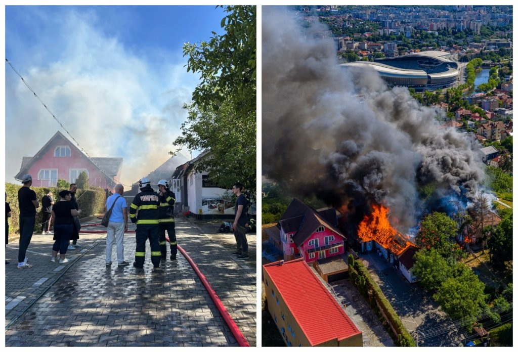 Acoperișul unui local și două anexe au ars în incendiul de pe strada Șerpuitoare din Cluj