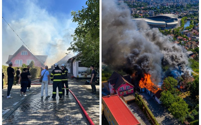 Acoperișul unui local și două anexe au ars în incendiul de pe strada Șerpuitoare din Cluj