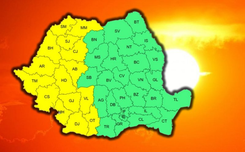 COD GALBEN de CANICULĂ în Cluj şi alte 14 judeţe din Vestul ţării