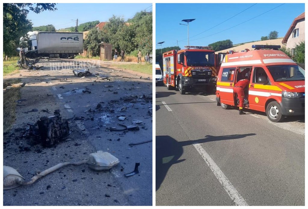 Tragedie pe șosea: Un TIR a spulberat un autoturism intrat pe contrasens. Șoferul a murit, iar o femeie din Cluj e rănită