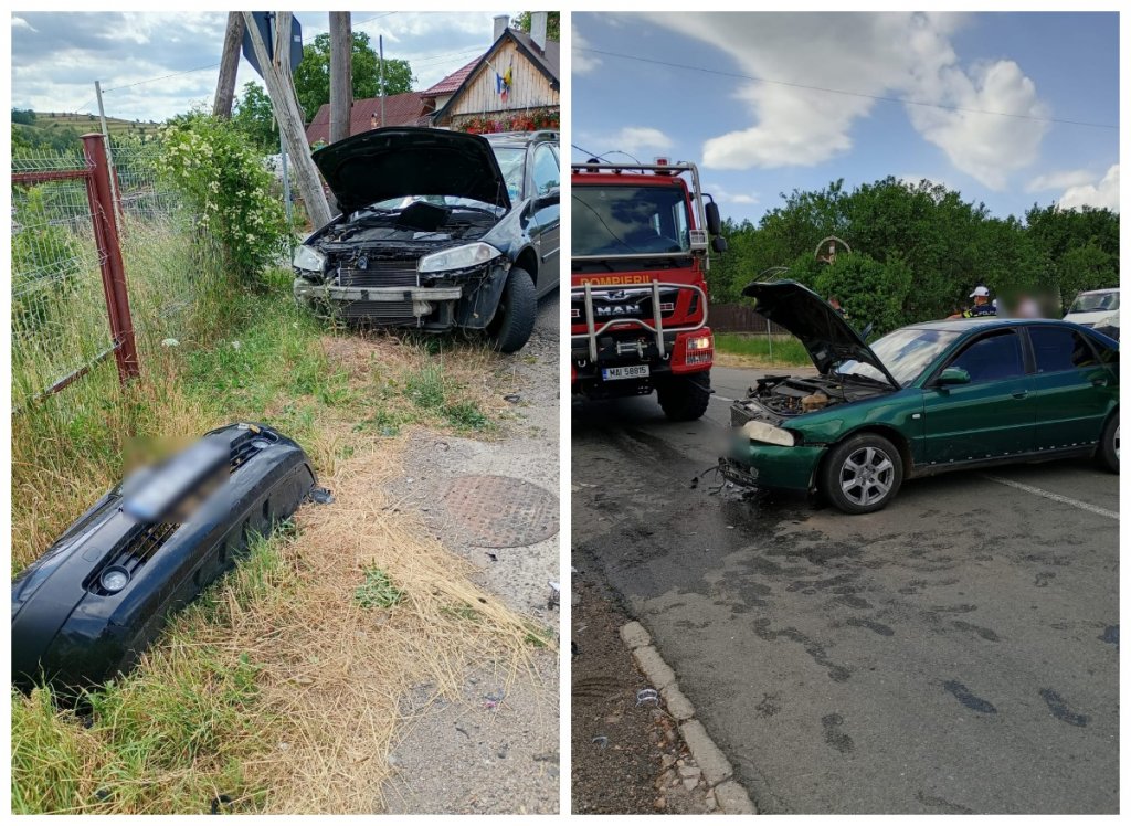 Accident între două mașini pe un drum din Cluj. O femeie a fost transportată la spital