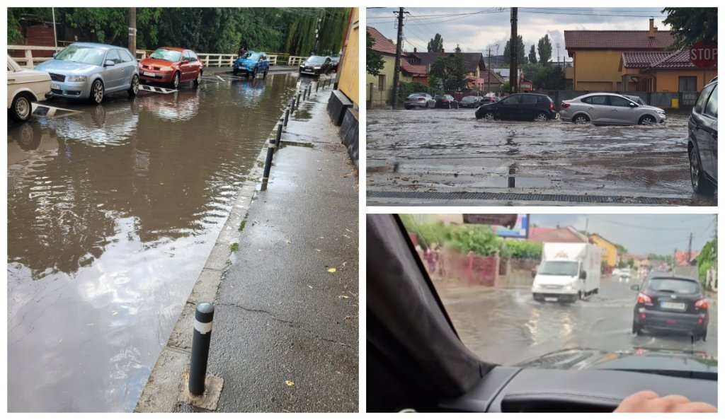 Cluj-Napoca, sub ape după o rupere de nori. Trafic îngreunat pe mai multe străzi
