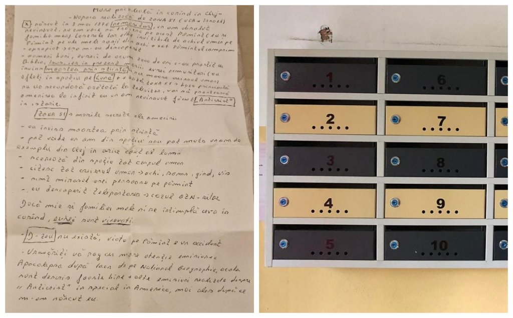 Scrisoare misterioasă cu teorii conspiraționiste, găsită din nou în cutiile poștale din Cluj. Locuitorii susțin că o primesc de ani buni