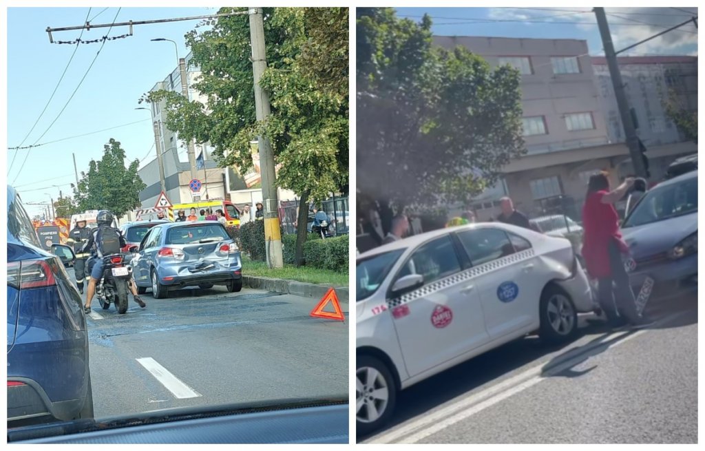 Patru mașini implicate într-un accident lângă Aeroportul Cluj. O femeie a fost rănită