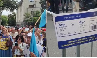 Sute de persoane la primul protest anunțat de profesori. Se cere demisia ministrului Educației: "bilet de avion" spre Cluj pentru Daniel David