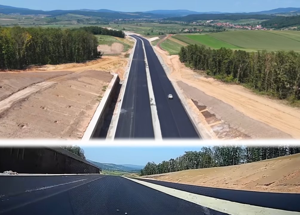 Tronsonul UMB dintre Zimbor și Poarta Sălajului, pus pe "pauză" două săptămâni. Vezi cum arată acum, din dronă și de la sol