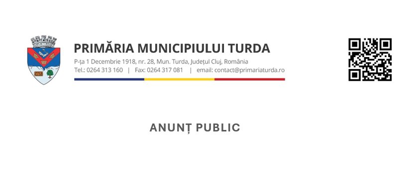 ANUNȚ PUBLIC privind demararea etapei de documentare și elaborare a studiilor de fundamentare plan urbanistic general al municipiului Turda
