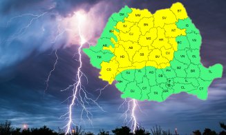 Cod galben de instabilitate atmosferică duminică și luni la Cluj / Averse torențiale, descărcări electrice, vijelii