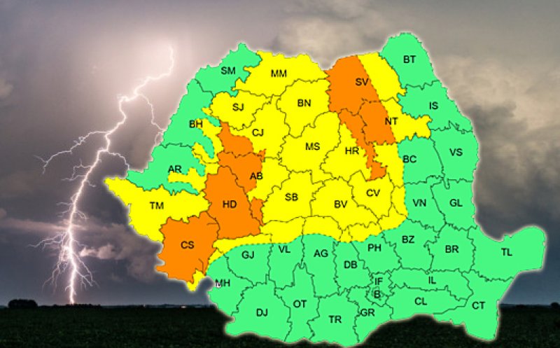 Clujul, vizat de vijelii / România, între furtuni și caniculă: Alerte cod portocaliu și cod galben