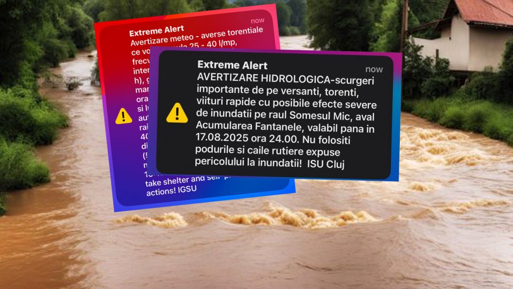 COD PORTOCALIU de inundații pe Someșul Mic și afluenți / Mesaj RO-Alert