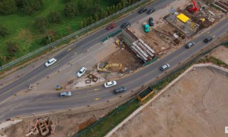 Imagini video de pe șantierul pasajului care se construiește în zona Spitalului Regional pe ruta Cluj-Napoca – Florești