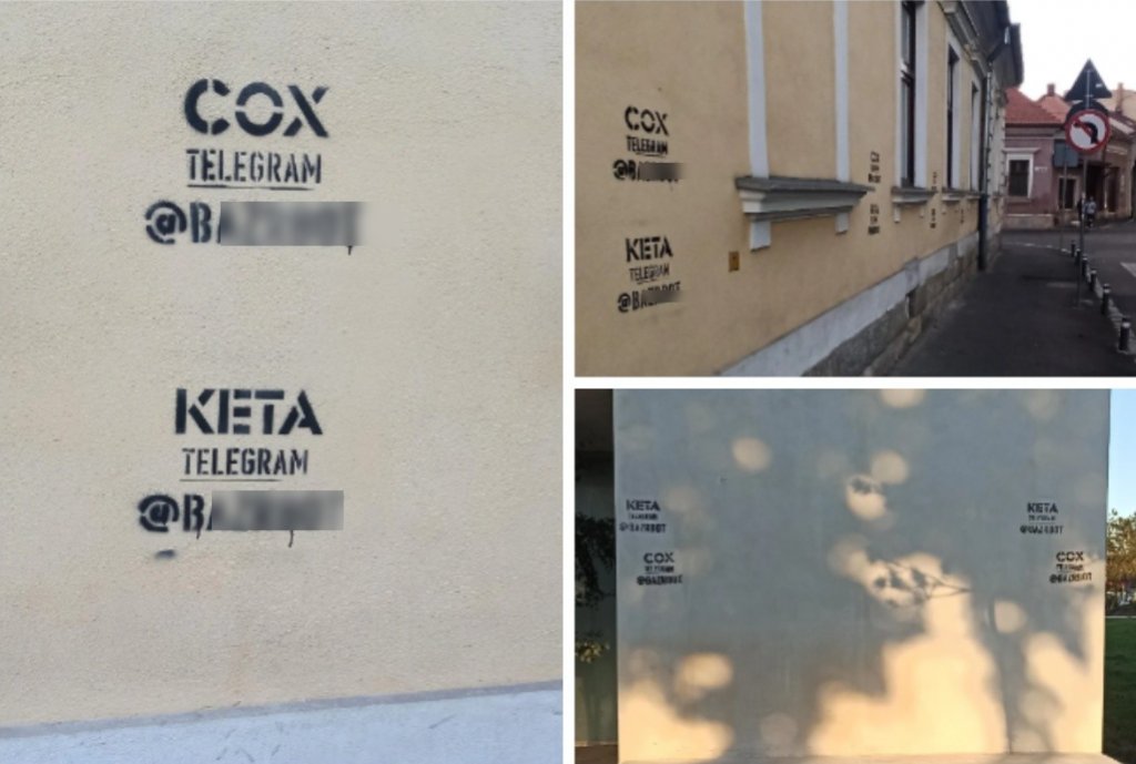 Clădirile din Cluj, „decorate” peste noapte cu mesaje care promovează vânzarea de droguri. Telegram, noua metodă a traficanților