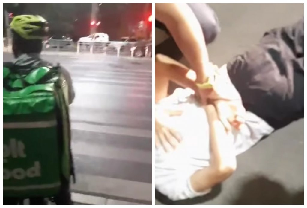 Scene revoltătoare! Un tânăr a bătut un livrator străin și i-a strigat să se întoarcă în țara lui. Agresorul a fost imobilizat