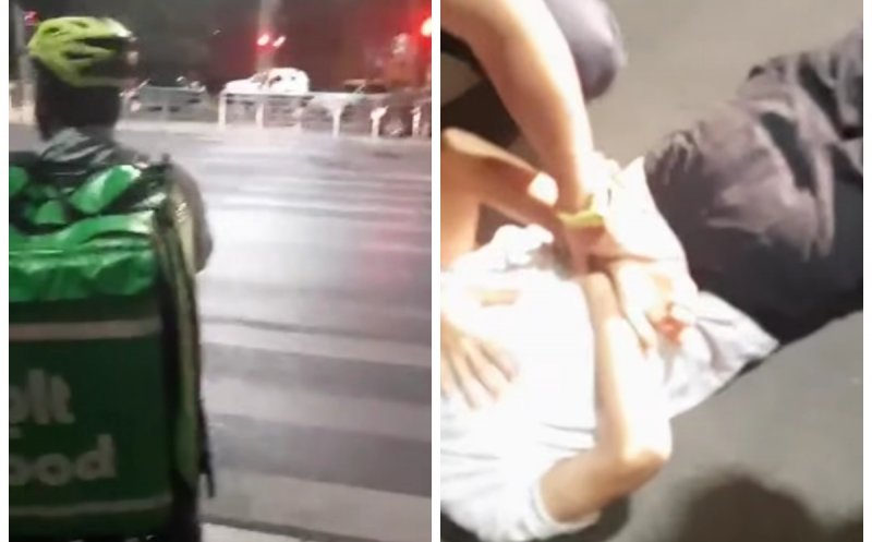 Scene revoltătoare! Un tânăr a bătut un livrator străin și i-a strigat să se întoarcă în țara lui. Agresorul a fost imobilizat