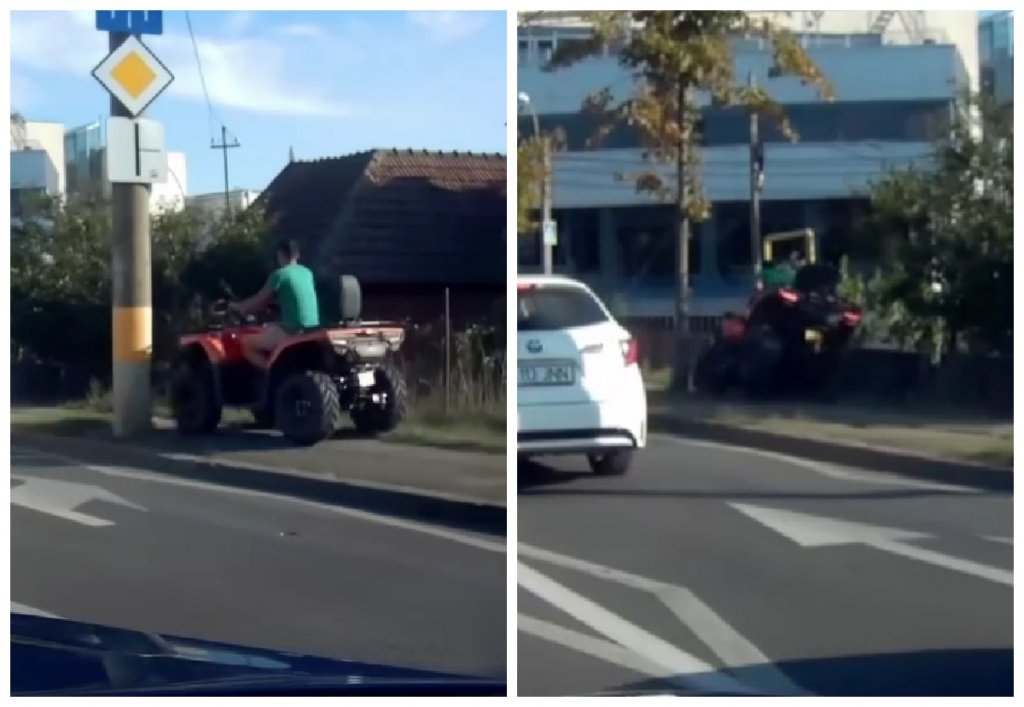 Incident în Cluj: un tânăr pe ATV a vrut să ocolească traficul, dar a ajuns în șanț după ce s-a izbit de un copac. "Stan și Bran la volan"