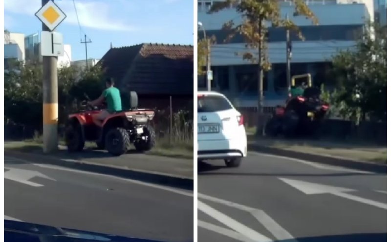 Incident în Cluj: un tânăr pe ATV a vrut să ocolească traficul, dar a ajuns în șanț după ce s-a izbit de un copac. "Stan și Bran la volan"