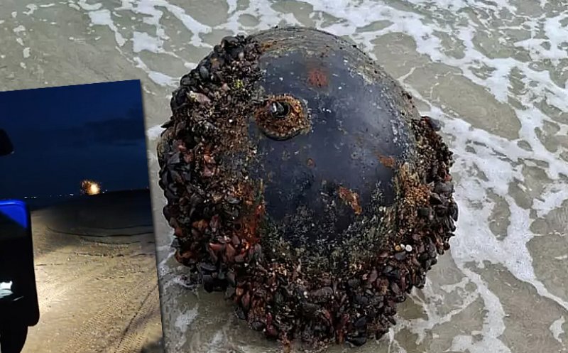 Alertă pe litoralul românesc: Mină marină neexplodată găsită pe o plajă de la Marea Neagră