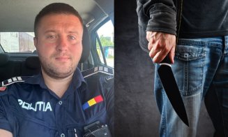 Eroul zilei! Polițist absolvent la Cluj, înjunghiat în coapsă în timp ce oprea un atac cu cuțitul în fața unui spital, în plină zi