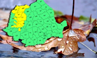 ANM: Cod galben de ploi până vineri noaptea în Cluj și alte 7 județe din țară