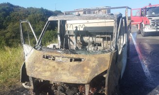 INCENDIU pe Vâlcele-Apahida. O dubă s-a făcut scrum după ce a fost cuprinsă de flăcări