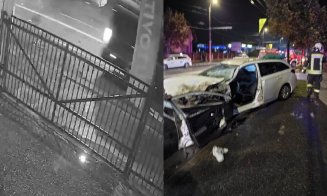 Momentul impactului violent dintre un autoturism de ride sharing și un microbuz, surprins de o cameră de supraveghere în Cluj-Napoca