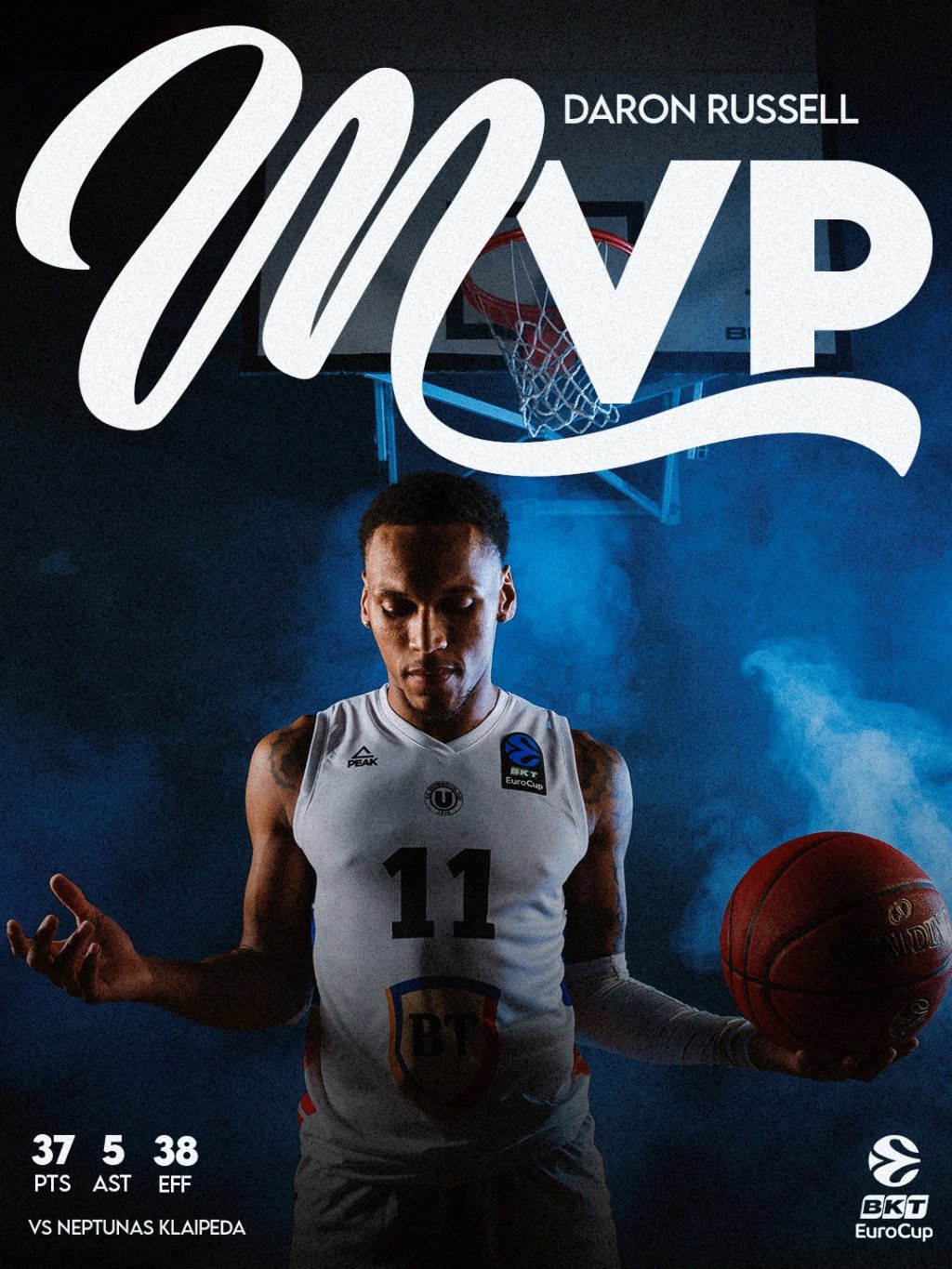 Daron Russell, prestație de senzație în meciul Neptunas Klaipeda - U-BT Cluj-Napoca