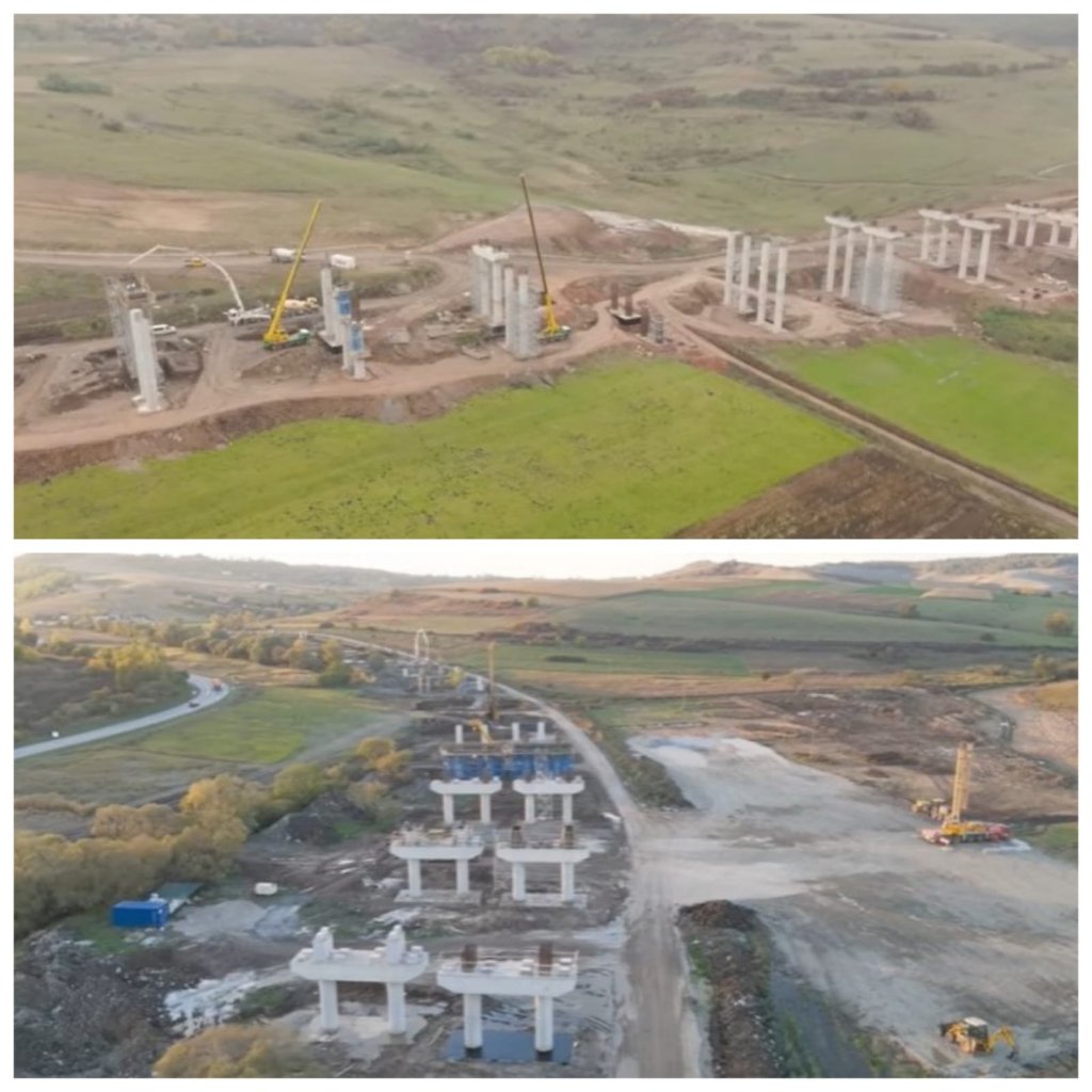 Autostrada Transilvania: IMAGINI cu lucrările la viaductele de pe Lotul Nădășelu – Zimbor. Peste 300 de muncitori și zeci de utilaje pe șantier