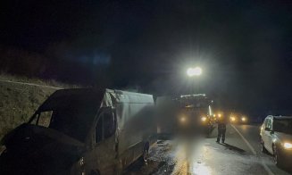 A luat FOC o mașină pe centura Vâlcele-Apahida