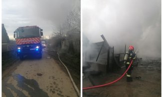 Incendiu puternic într-o gospodărie din Cluj: autoturism distrus și o tânără evaluată de medici