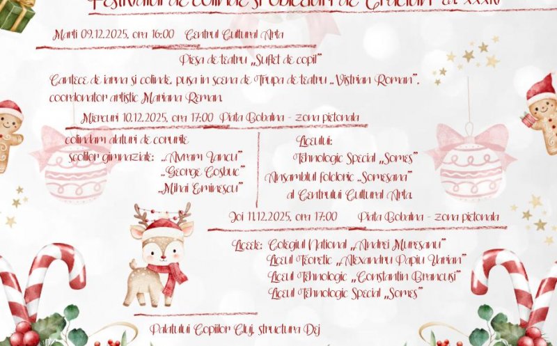 Festivalul de colinde și obiceiuri de Crăciun, la Dej: magie și tradiții pentru întreaga comunitate. Programul evenimentelor