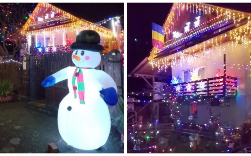 Peste 10.000 de LED-uri luminează casa unei familii din Ardeal de sărbători. „Vom vedea în ianuarie factura la curent..."