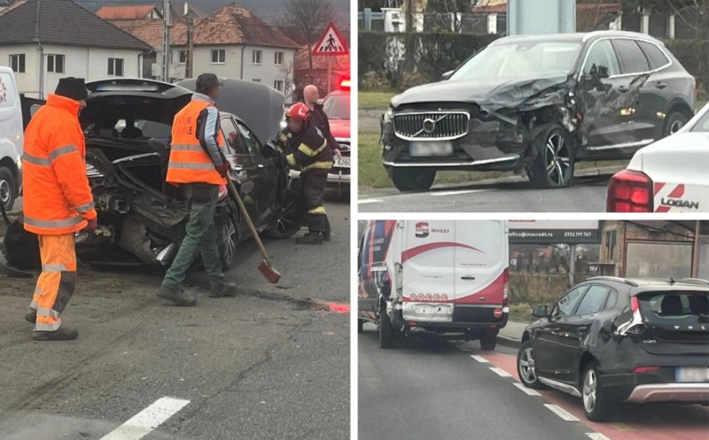 Carambol cu șase autoturisme pe un drum din Cluj. Traficul a fost îngreunat