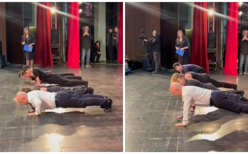 Moment inedit la Gala de excelență „Zece pentru Cluj”. Primarul Emil Boc s-a întrecut în flotări cu tineri sportivi de performanță