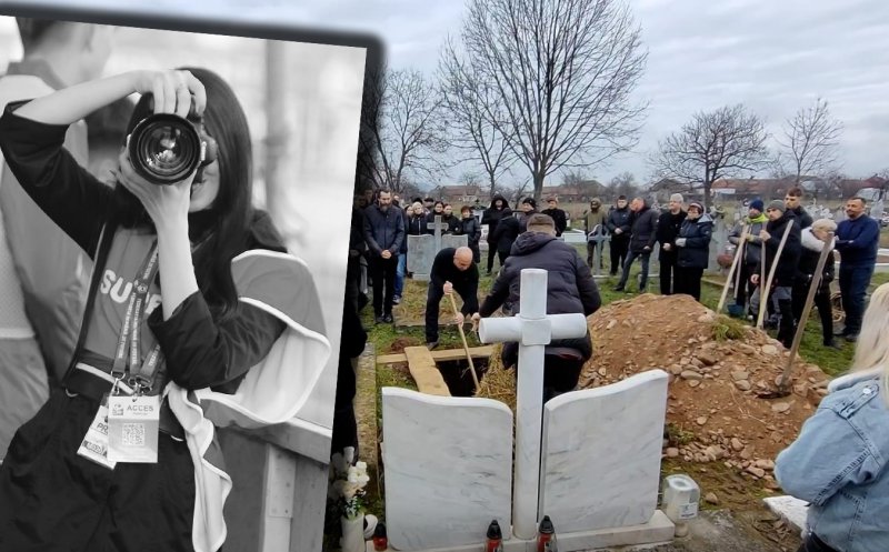 Scene dramatice la înmormântarea fotoreporterei de 27 de ani căzută de la etajul 7: Mama, pezentă doar prin apel video. Tatăl s-a rugat de preot să îi facă fetei o înhumare creștinească
