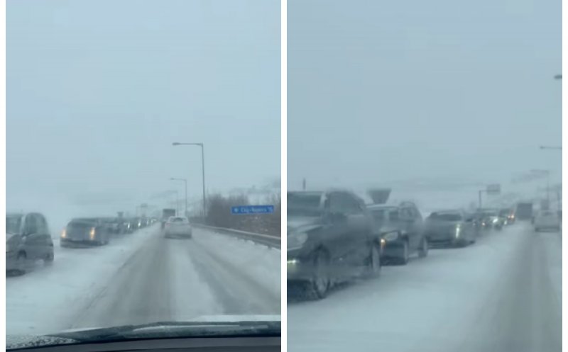 Ninsorile revin în forță și paralizează traficul în Cluj: sensul giratoriu de la Nădășelu, blocat
