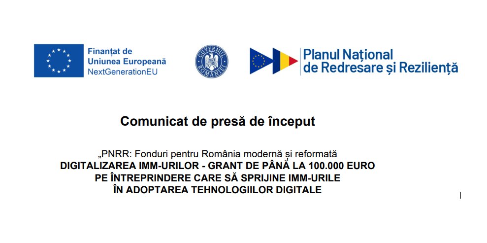 Comunicat de presă de început - PNRR: Fonduri pentru România modernă și reformată - Digitalizarea firmei BITYES SRL prin achizitionarea de active corporale si necorporale