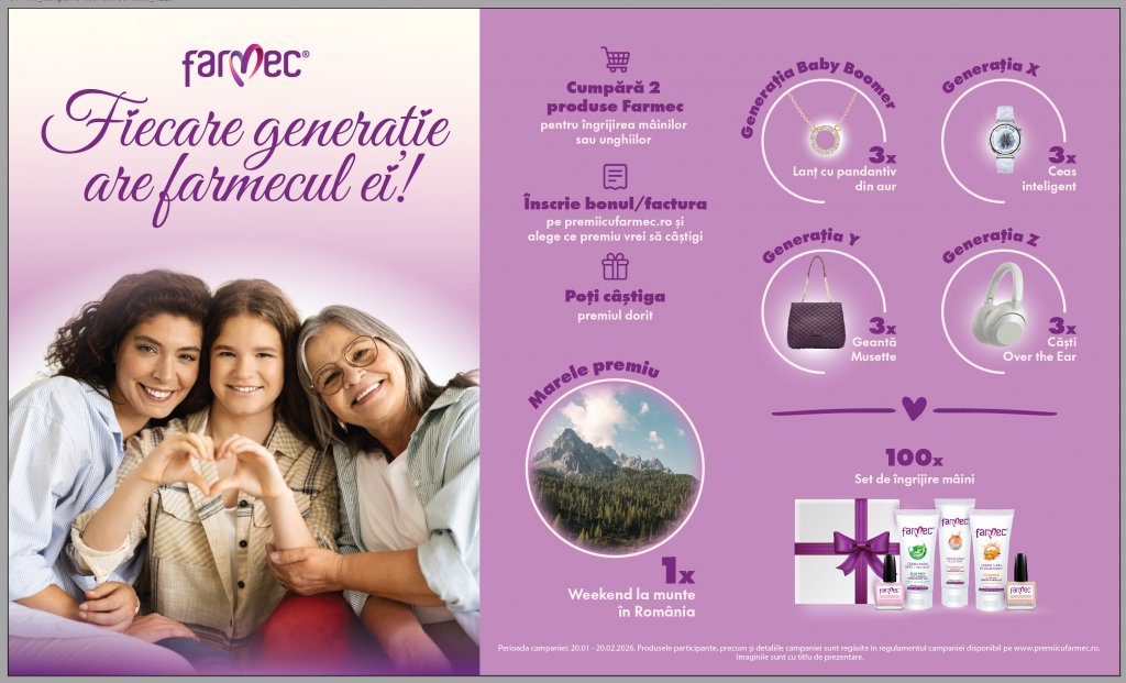 Farmec premiază grija pentru mâini cu super premii pentru fiecare generație