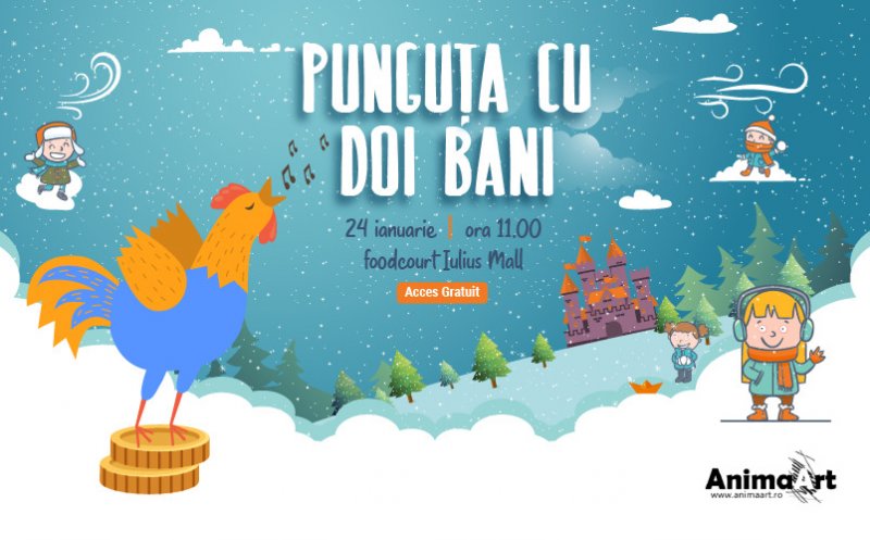 Teatrul de Păpuși revine în Iulius Mall: sâmbătă, marionetele aduc pe scenă „Punguța cu doi bani”. Participarea este gratuită